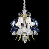 Traditional Colorful Candle Branch Blue Deer Crystal Chandelier for Living Room/Dining Room