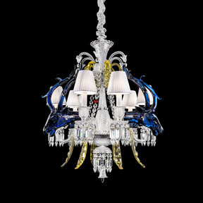 Traditional Colorful Candle Branch Blue Deer Crystal Chandelier for Living Room/Dining Room