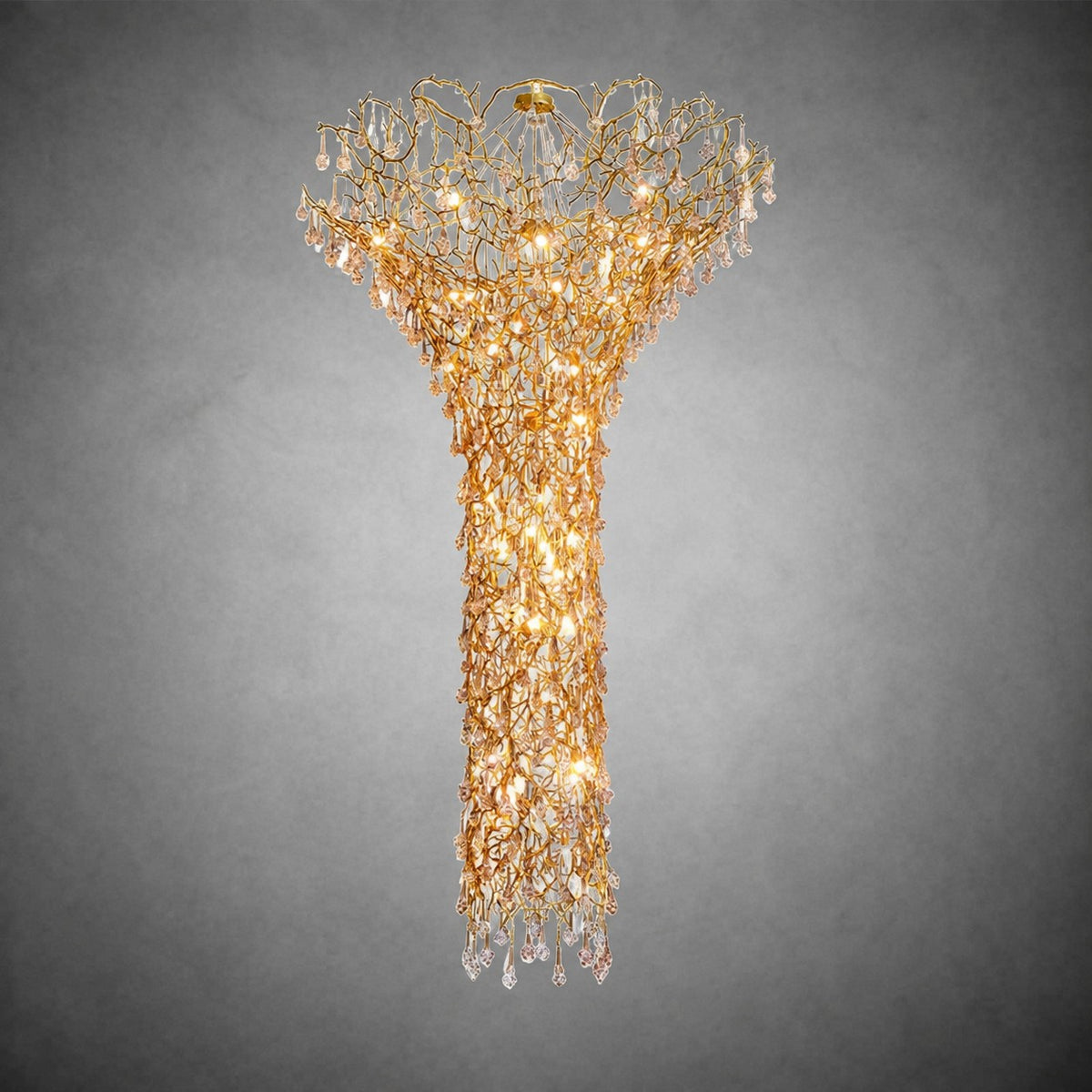 Tree Branch Crystal Brass Chandelier