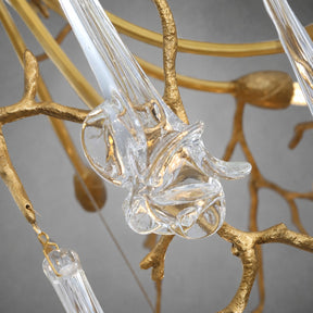 Tree Branch Crystal Brass Chandelier