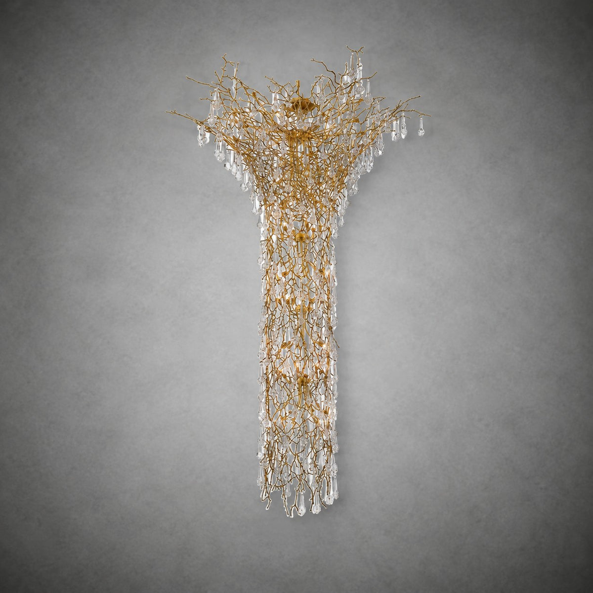 Tree Branch Crystal Brass Chandelier