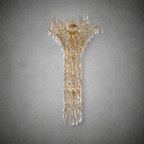 Tree Branch Crystal Brass Chandelier