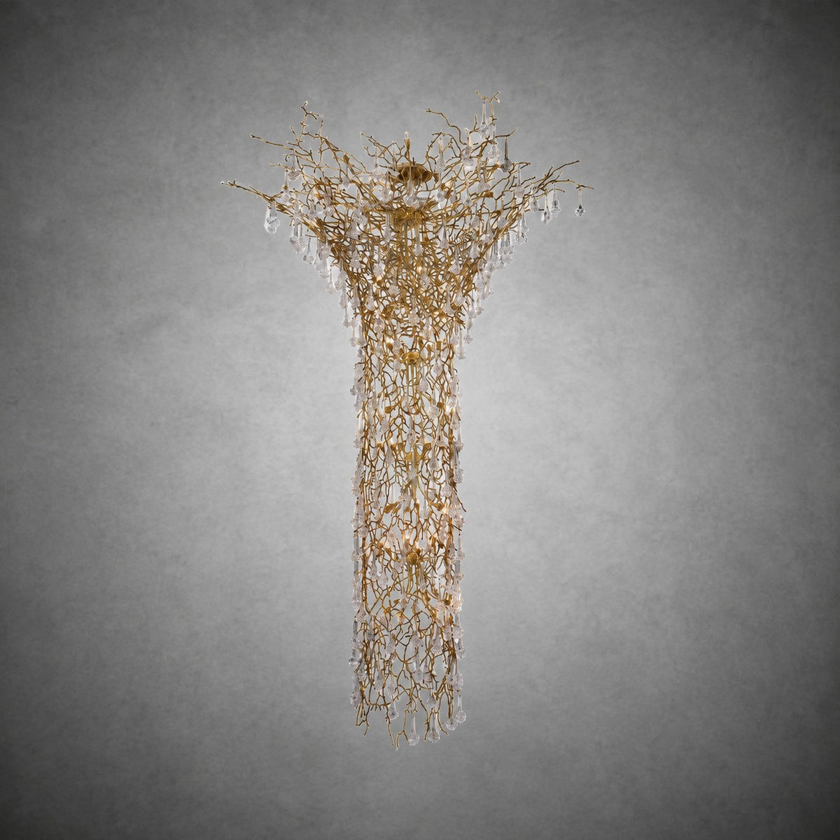 Tree Branch Crystal Brass Chandelier