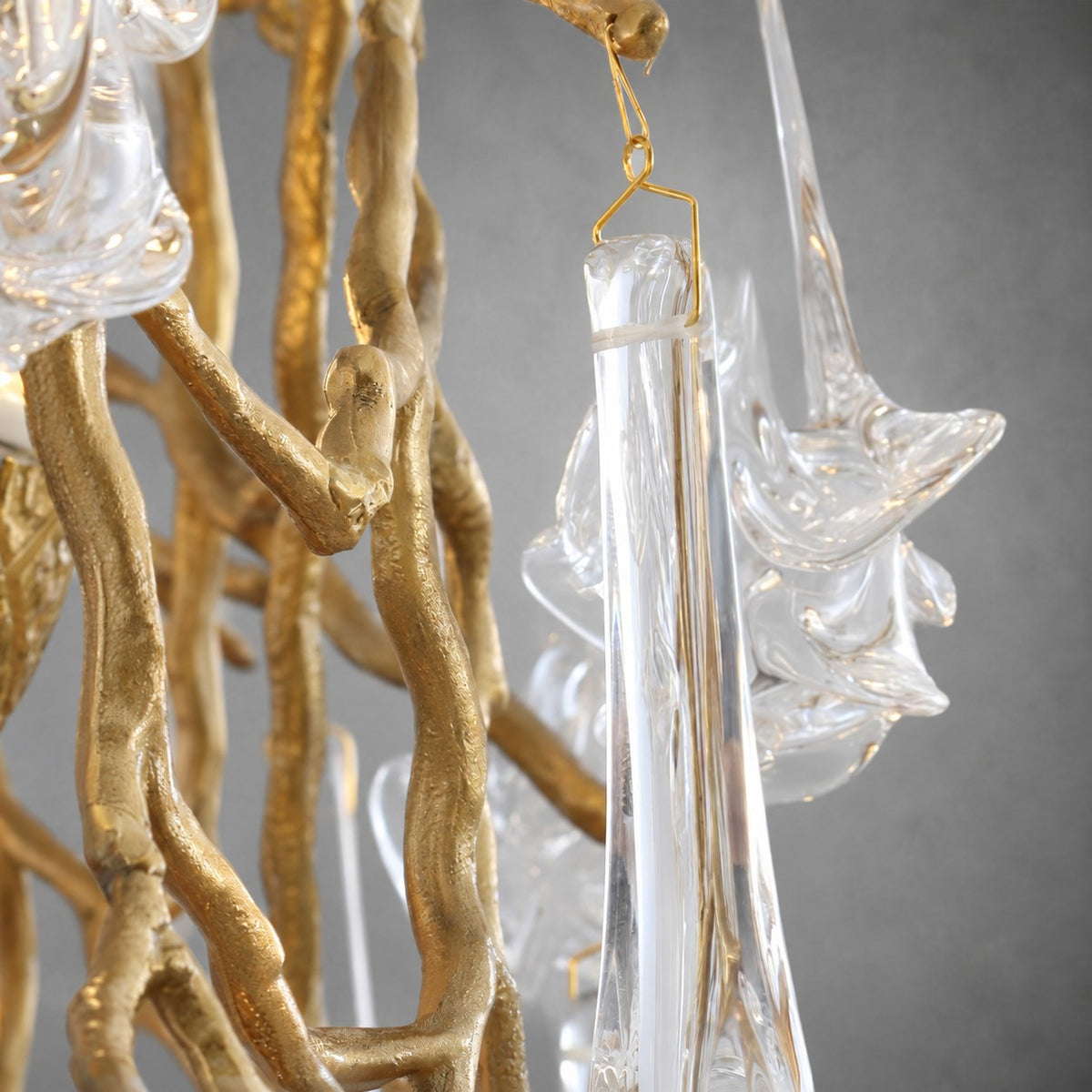 Tree Branch Crystal Brass Chandelier
