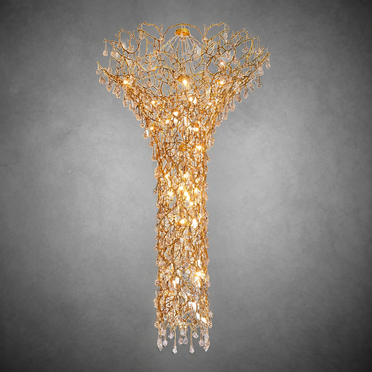 Tree Branch Crystal Brass Chandelier