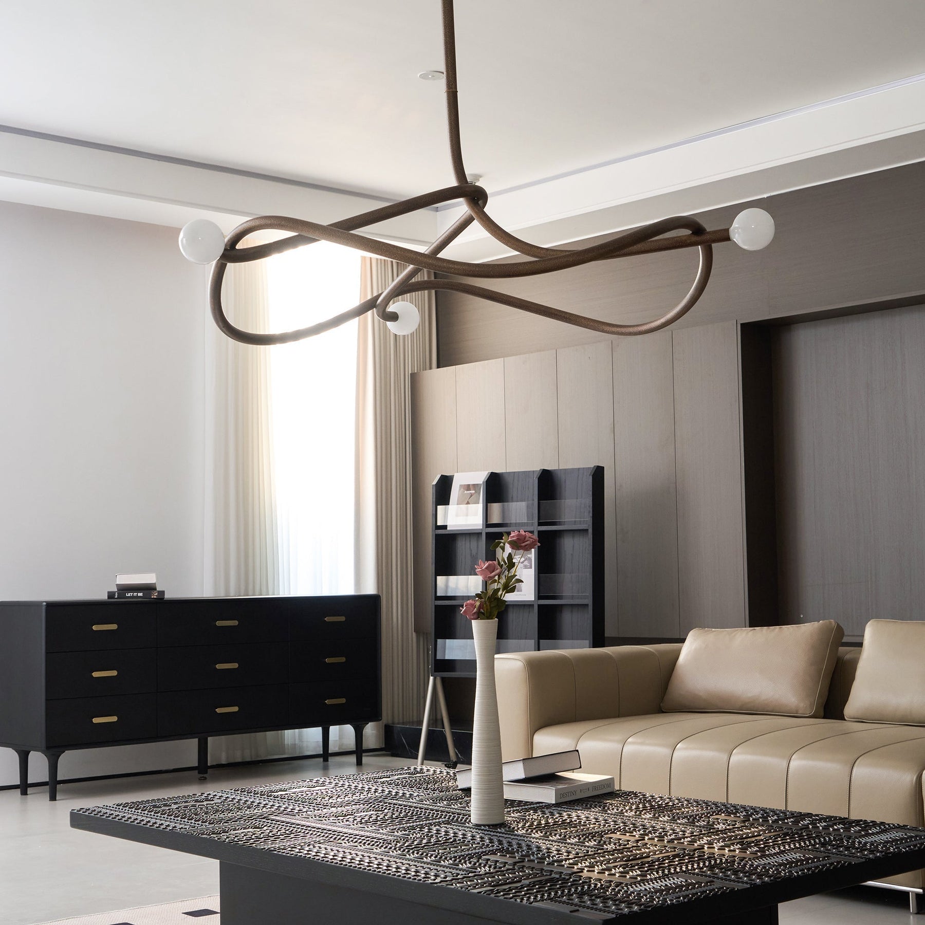 Tryst Chandelier - 3 lights ∅ 44.9″ x H 17.7″Antique BrassBlushlighting