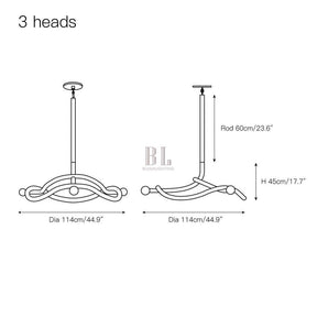 Tryst Chandelier - 3 lights ∅ 44.9″ x H 17.7″Antique BrassBlushlighting