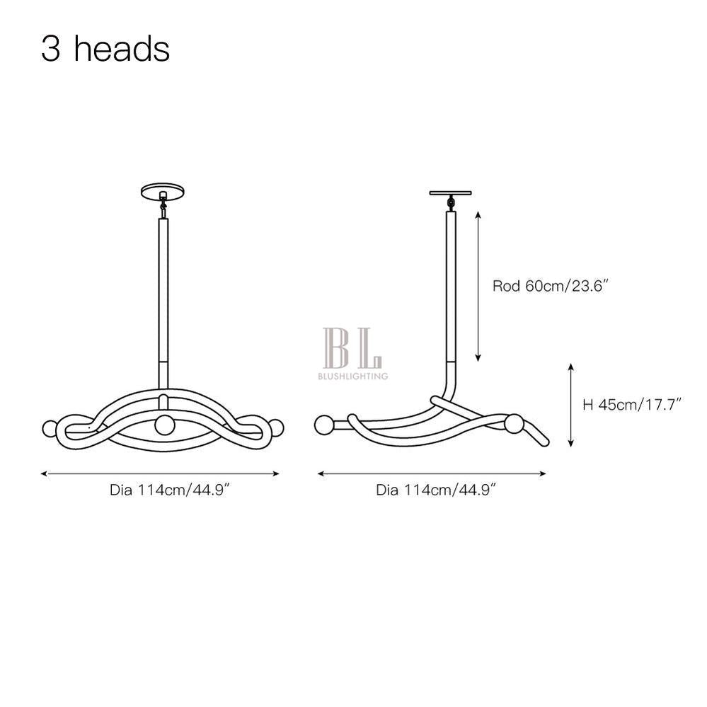Tryst Chandelier - 3 lights ∅ 44.9″ x H 17.7″Antique BrassBlushlighting
