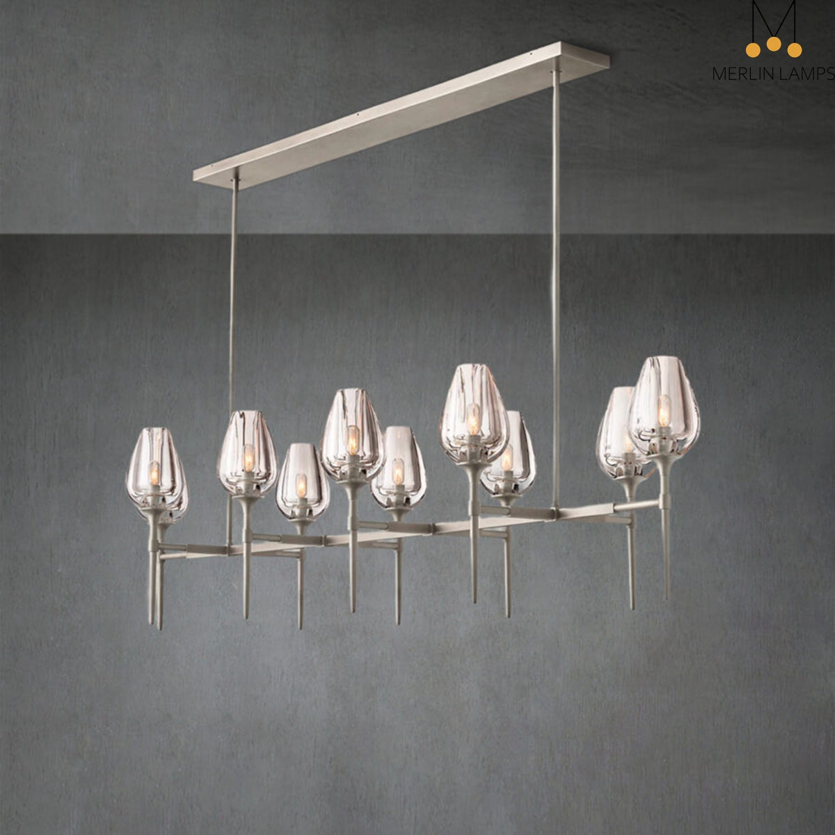 Tulpe Linear Chandelier 65", Dining Room Chandelier
