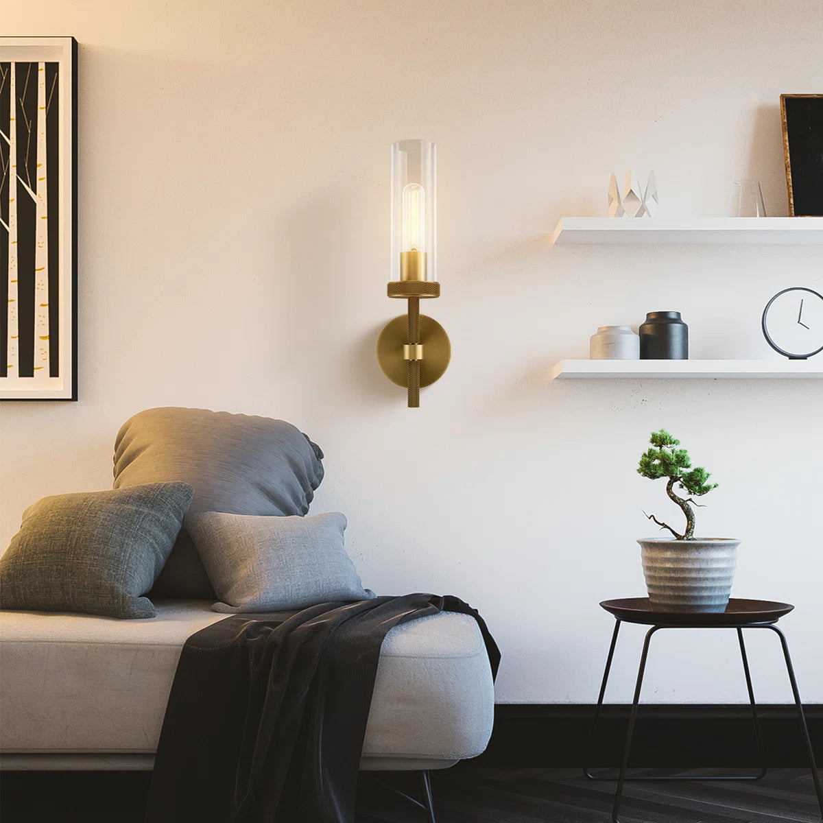 Twining Dimmable Luxury Flush-Mount Wall Sconce Brass