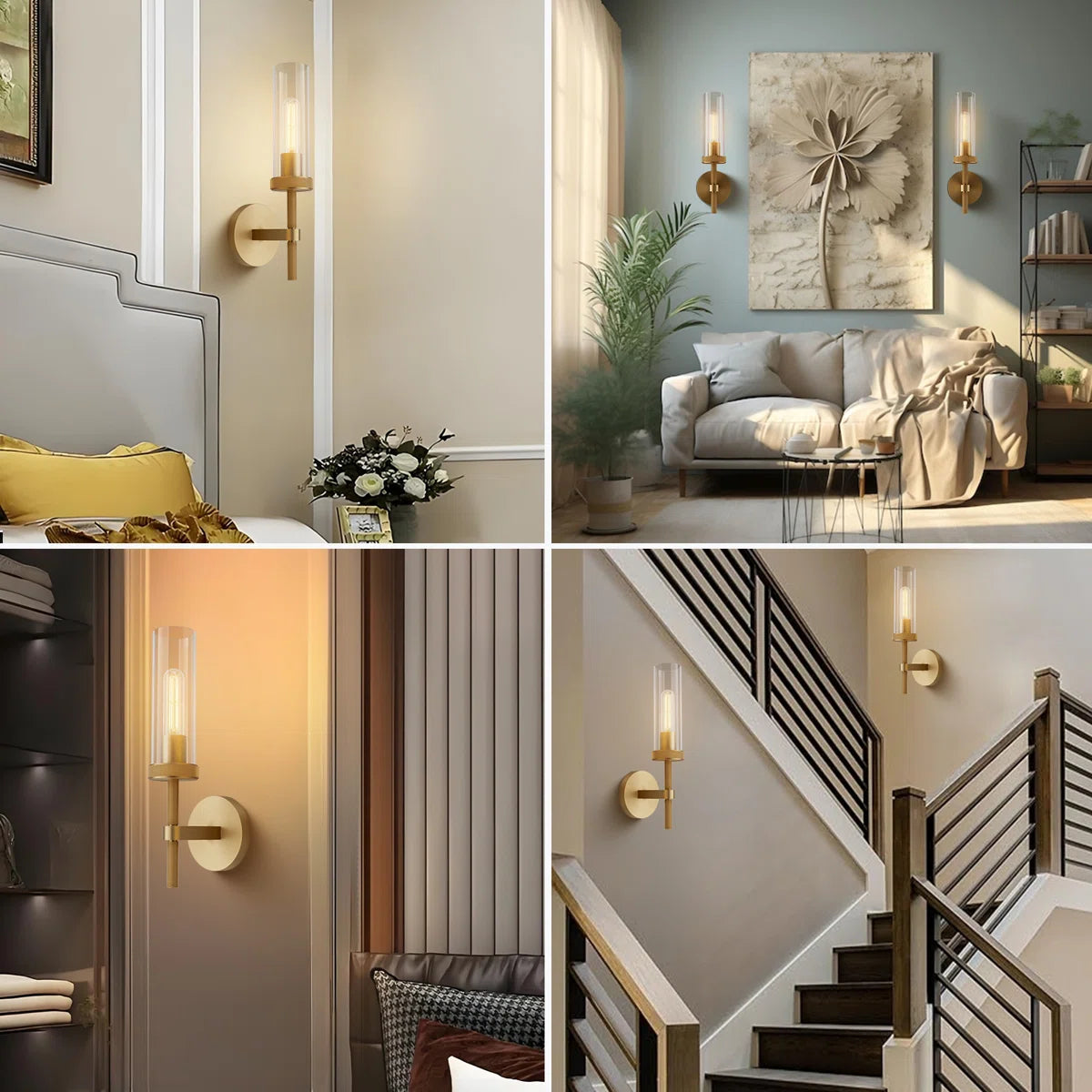 Twining Dimmable Luxury Flush-Mount Wall Sconce Brass
