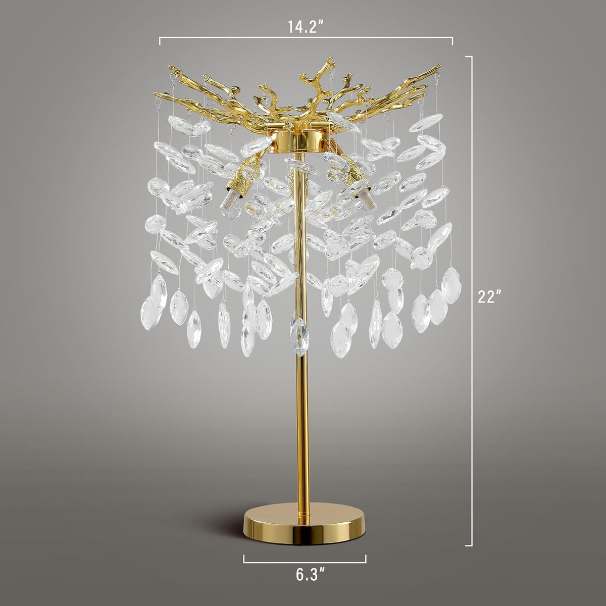 Merlinlamps Table Lamp, 14.2'' Modern Crystal Table Lamps for Bedroom Living Room
