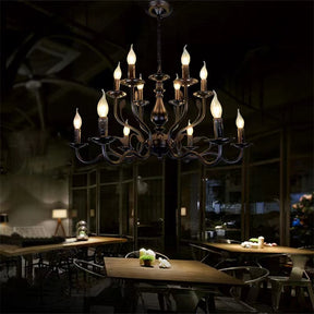Vintage Country Style Multi-layer Iron Electronic Candle Chandelier for Study / Living Room / Cafe