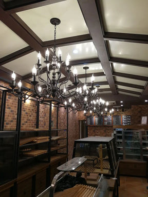 Vintage Country Style Multi-layer Iron Electronic Candle Chandelier for Study / Living Room / Cafe