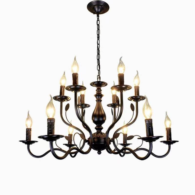 Vintage Country Style Multi-layer Iron Electronic Candle Chandelier for Study / Living Room / Cafe