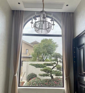 Vintage Crystal Pendant Candle Light in Antique Gold Finish Chandelier for Living Room/Bedroom