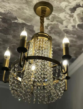 Vintage Crystal Pendant Candle Light in Antique Gold Finish Chandelier for Living Room/Bedroom