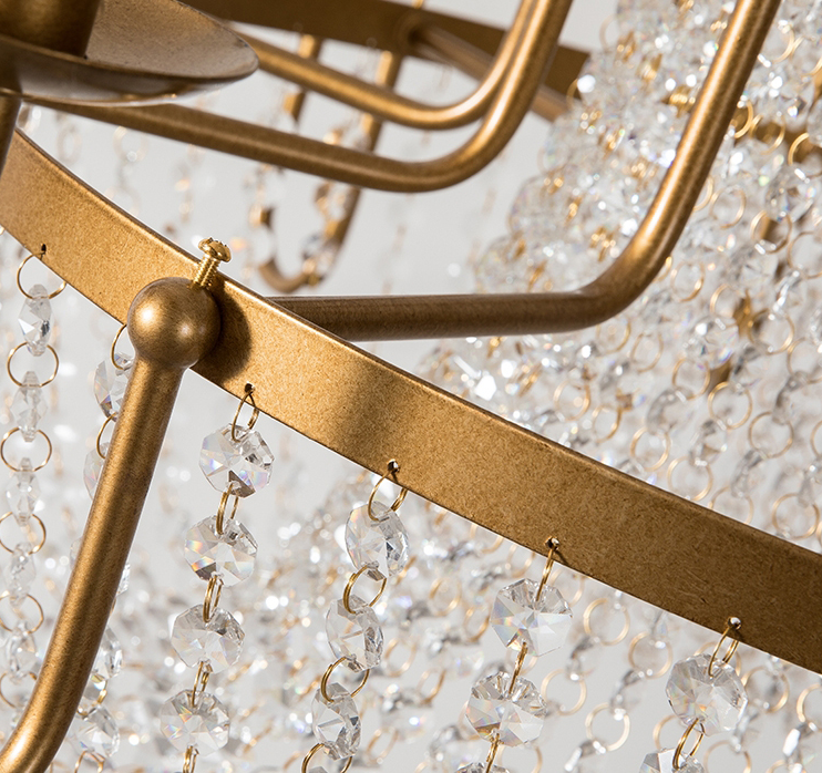 Vintage Crystal Pendant Candle Light in Antique Gold Finish Chandelier for Living Room/Bedroom