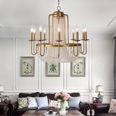 chandelier,chandeliers,cruystal,candle,branch,gold,finish,round,luxury,retro,bedroom,foyer,living room,dining room