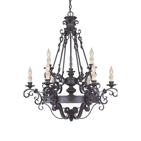 Vintage Iron Simple Candle Art Chandelier for Living Room / Villa / Stairs