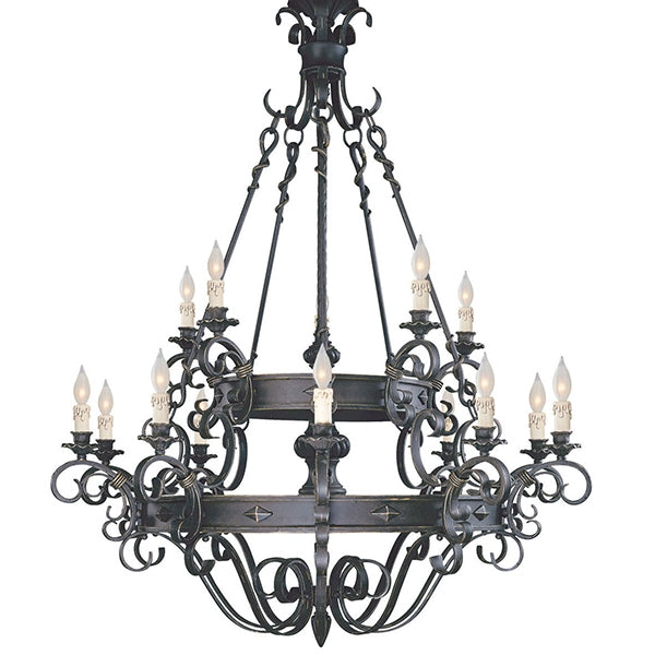 Vintage Iron Simple Candle Art Chandelier for Living Room / Villa / Stairs