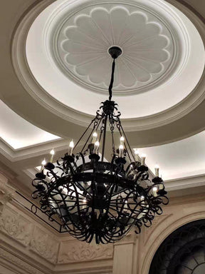 Vintage Iron Simple Candle Art Chandelier for Living Room / Villa / Stairs