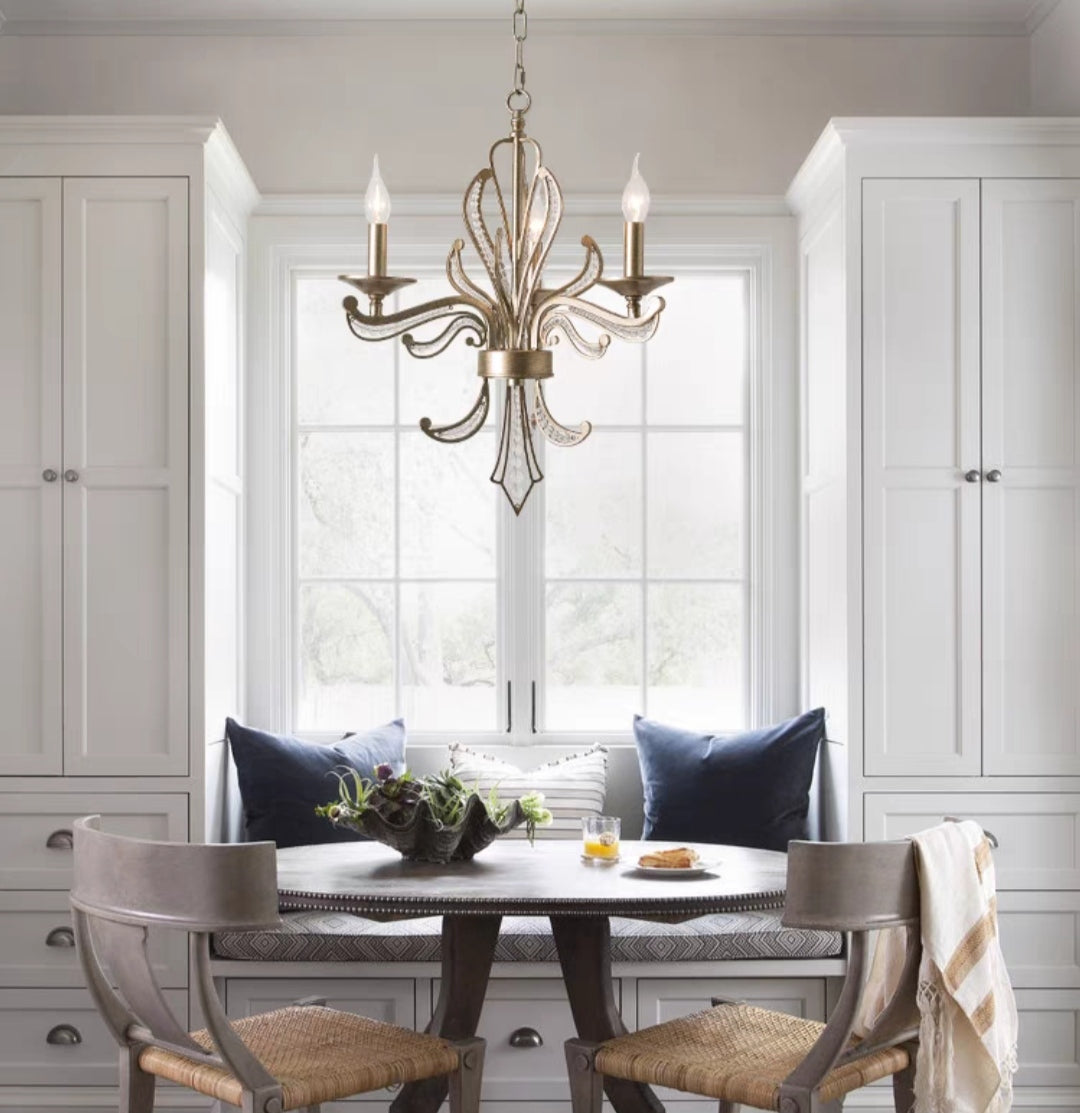 Vintage Style Silver Candle Chandelier for Living Room/Dining Room