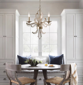 Vintage Style Silver Candle Chandelier for Living Room/Dining Room