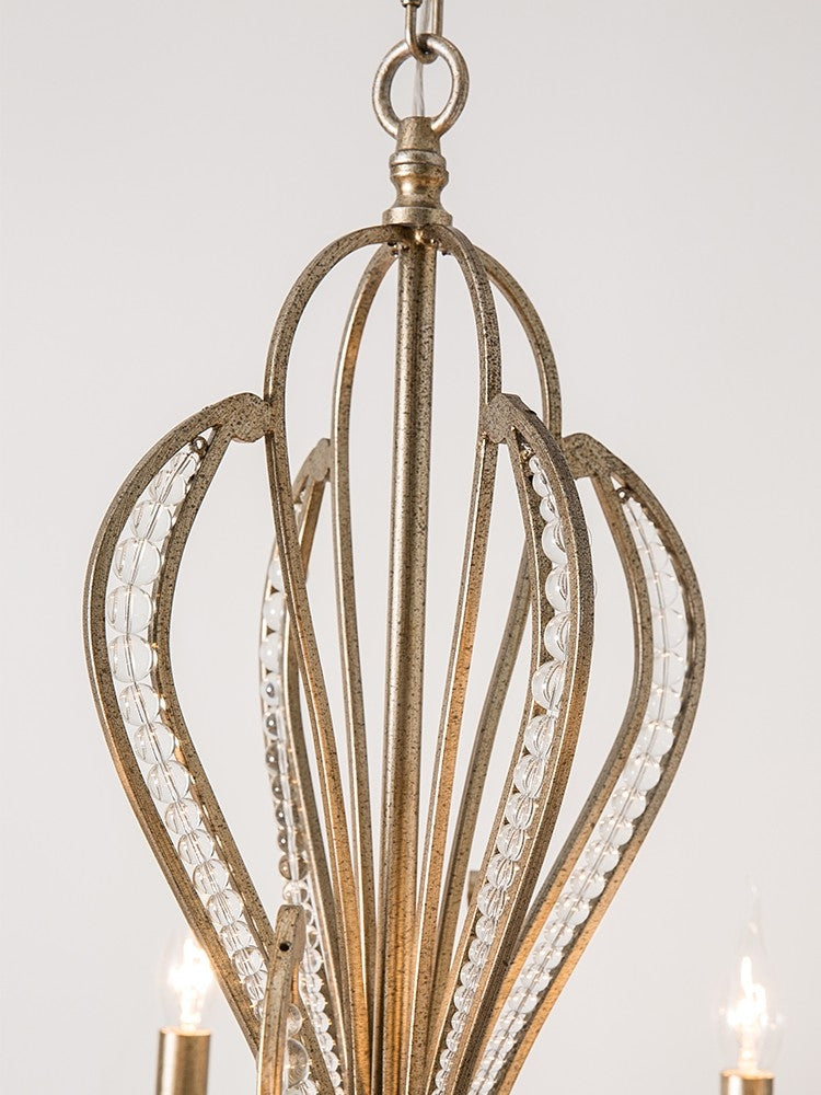 Vintage Style Silver Candle Chandelier for Living Room/Dining Room