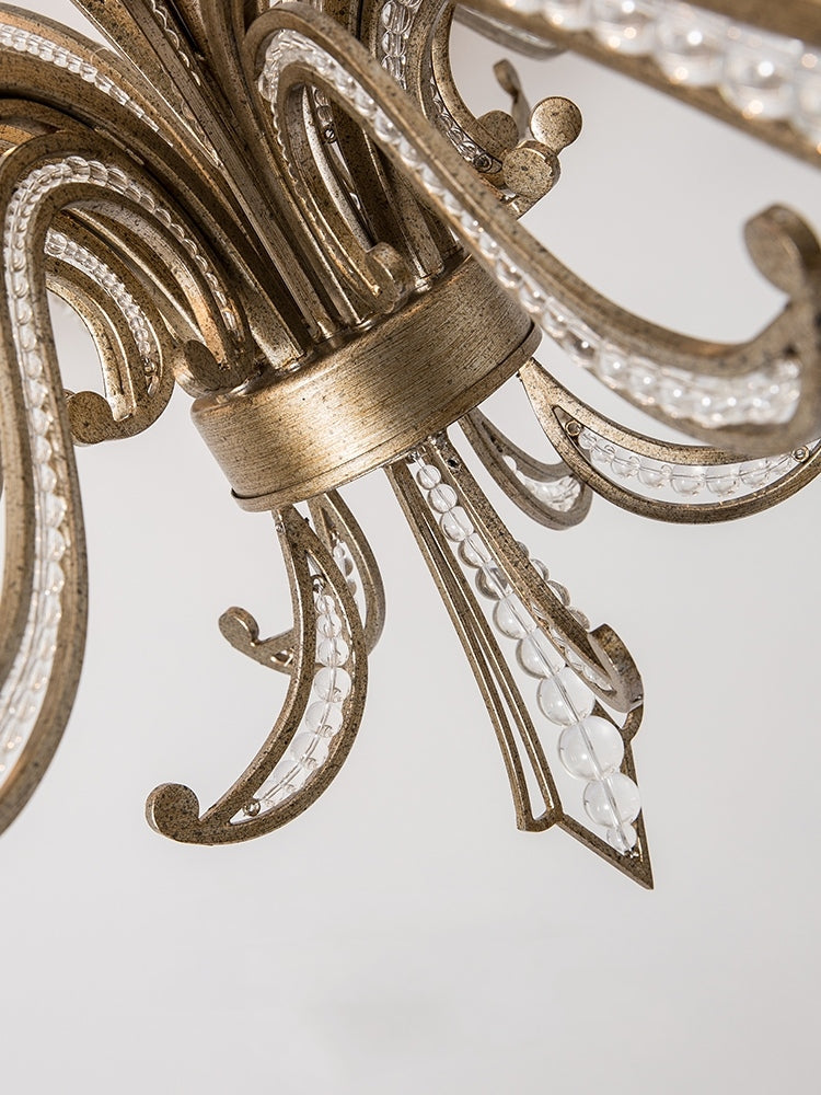 Vintage Style Silver Candle Chandelier for Living Room/Dining Room