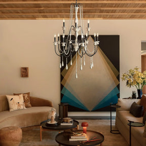 Vivienne Rustic Iron Hand-Painted Wood Bead Chandelier Elegant Lighting