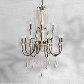 Vivienne Rustic Iron Hand-Painted Wood Bead Chandelier Elegant Lighting