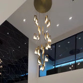 Modern Light Luxury Alabaster Chandelier in Gold Finish