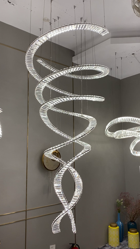 Designer Foyer Living Room Ceiling Light Fixture Stylish Spiral Crystal Chandelier for Hotel Entrance