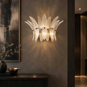 Wall Sconce Sculptural Floral Glass Style