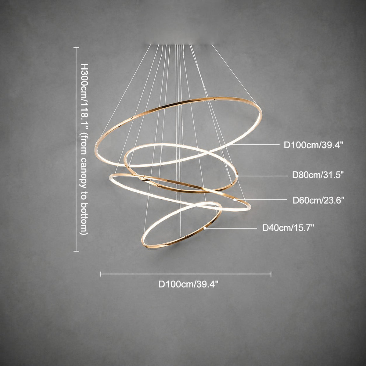 VL2160  Large Tiered Ring LED Foyer Chandelier