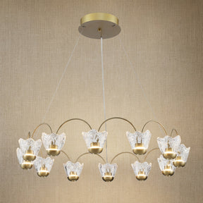 Contemporary Chandelier Dining Room in gold