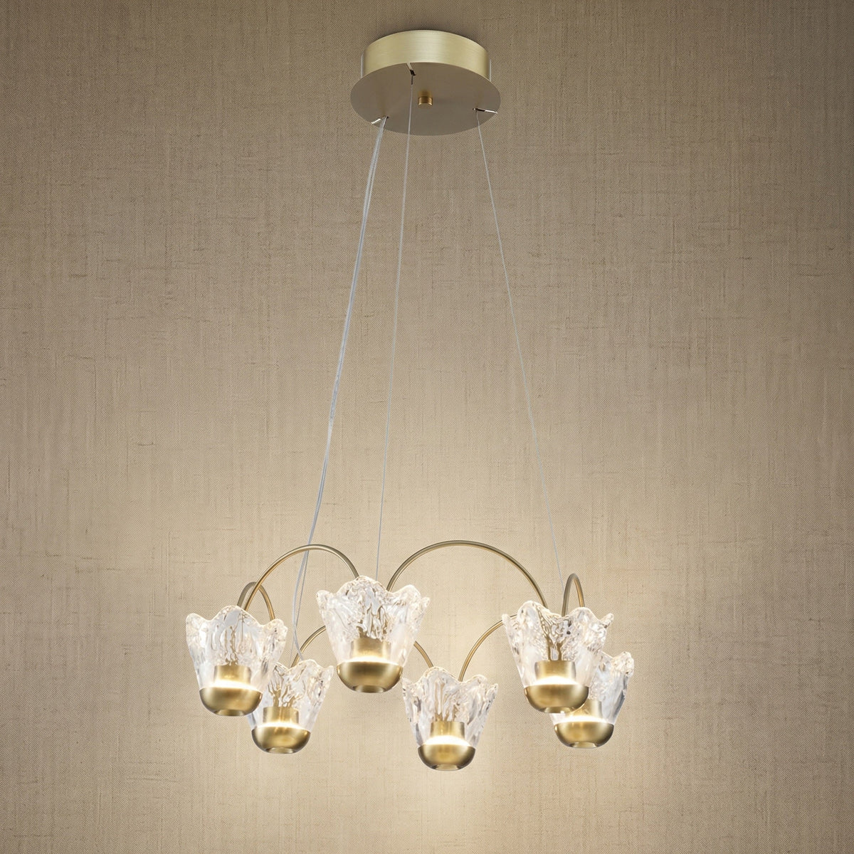 Contemporary Chandelier Dining Room in a living room