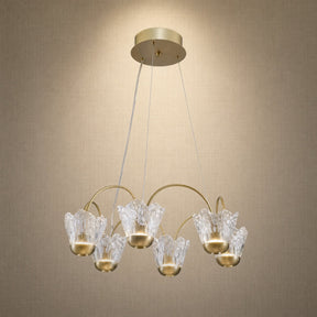 Contemporary Chandelier Dining Room in a great room
