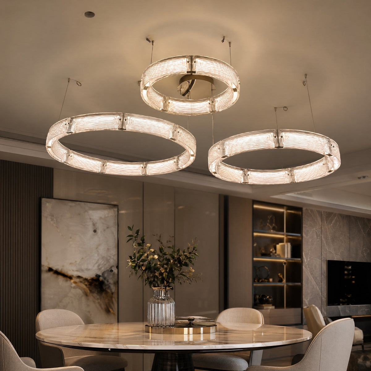 Modern Chandelier in a dining room