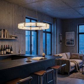 Glass Round Chandelier in chrome