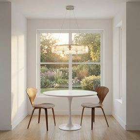 Glass Round Chandelier in chrome