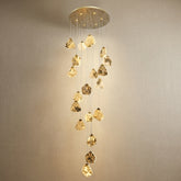 Natural Stone Chandelier in gold