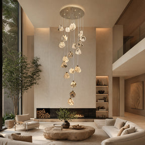 Natural Stone Chandelier in a living room