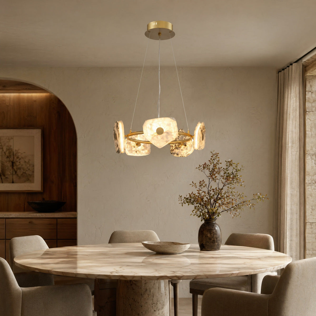 Dining Room With Chandelier in a foyer