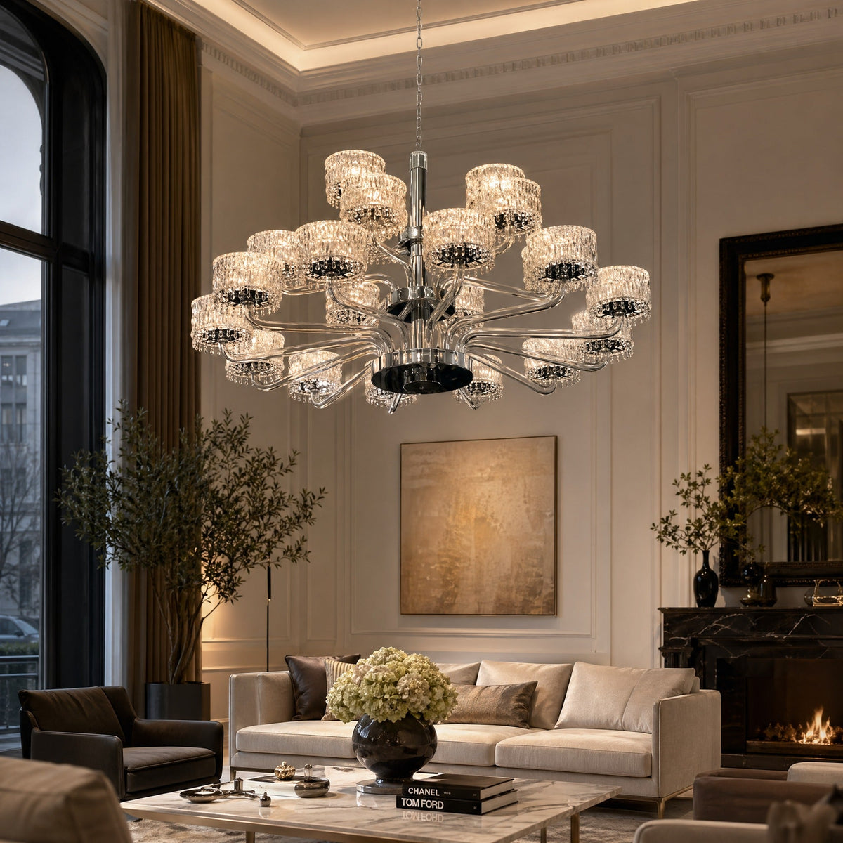 Crystal Chandelier in a living room