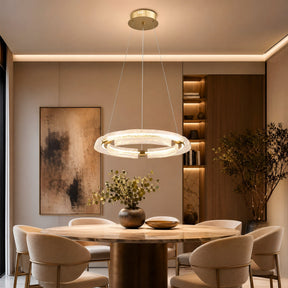 Glass Chandelier in a living room