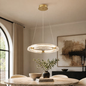 Glass Round Chandelier in a dining room