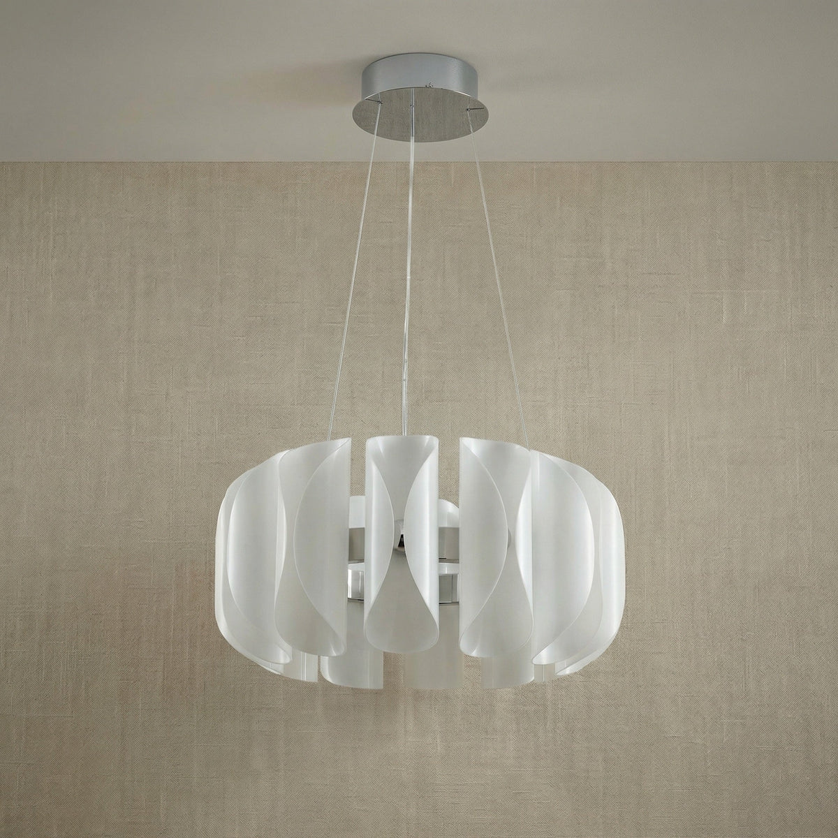 Modern Glass Chandelier in a dining room