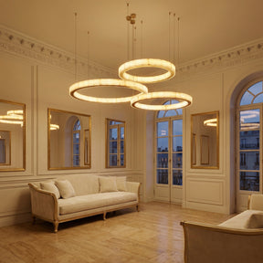 Yiosi Series 3-Tier Nested Natural Stone Pendant Light - scene-1